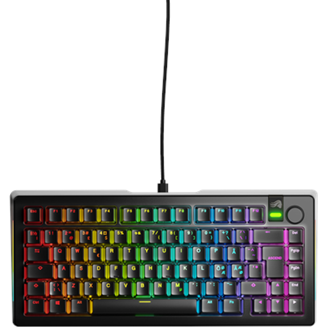 Glorious Gaming GMMK 3 PRO: anpassat mekaniskt tangentbord, 75% TKL, modulärt aluminiumhölje och packningssystem, utbytbara MX-brytare, ljuddämpande skum, anpassade tangenter, Nordisk QWERTY - Svart