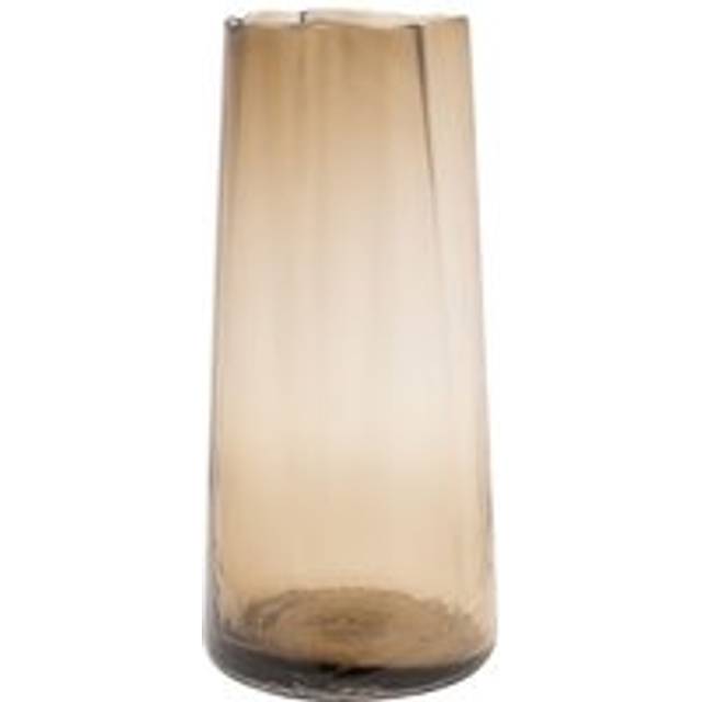Glass Tall Vase - Scalloped Edge - Light Brown - One Size