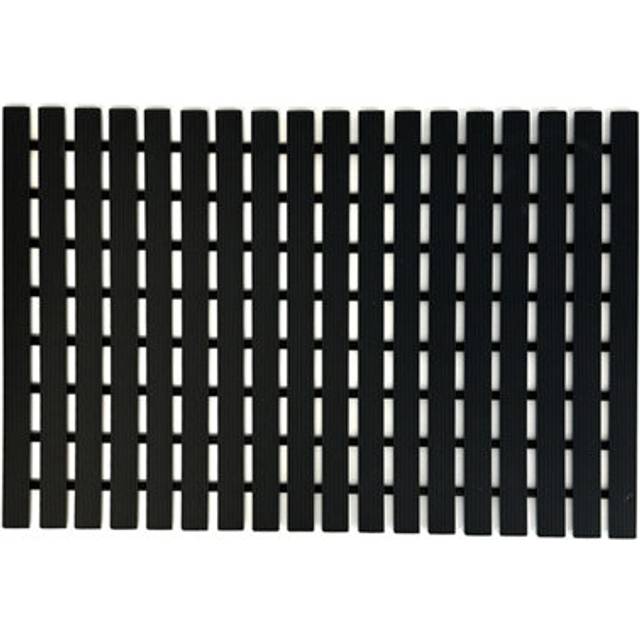 Shower Mat Non-Slip Bath Drainage Matt Slatted Duckboard Design| BLACK - (64x43cm / 25x17 inches)