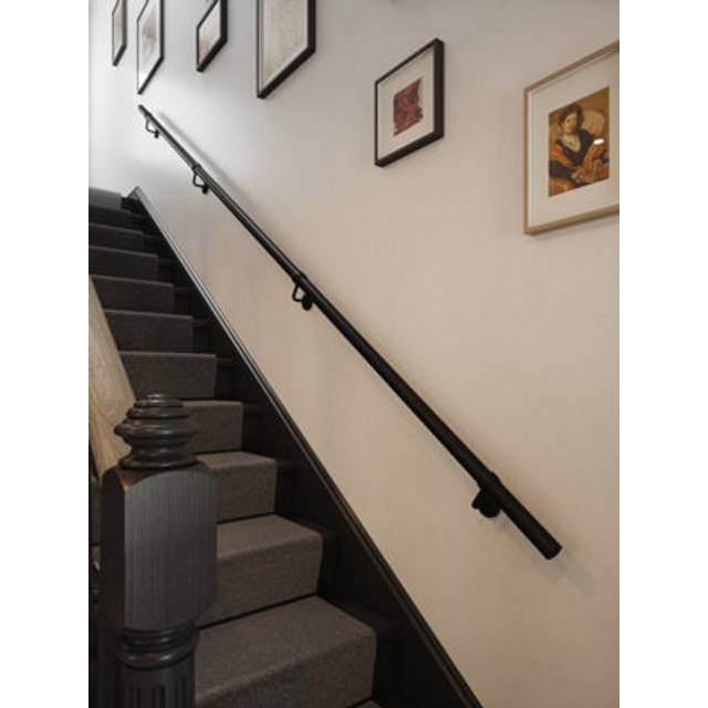 Forgeworks Stair Hand Rail Kit 3.6M Matt Black, Black