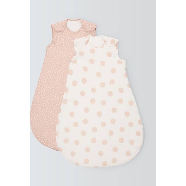 John Lewis Spot Print Baby Sleeping Bag, 2.5 Tog, Pack of 2, Plaster Pink