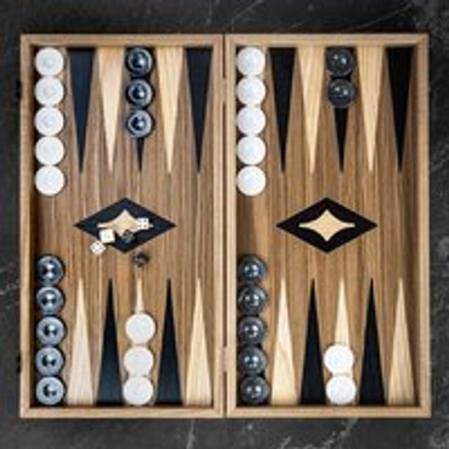 Manopoulos American Walnut Backgammon Set - Tournament - add a Personalised Brass Plaque