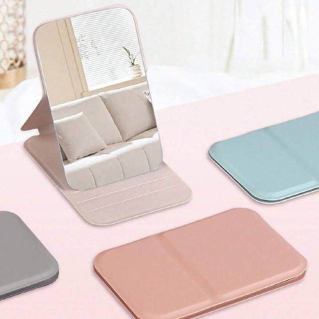 SHEIN 1pc Folding Portable Makeup Mirror, Cosmetic Mirror With Stand, Travel Mirror, Beauty Supplies, Desktop Makeup Mirror,Rectangle Desktop Compact Mirror
