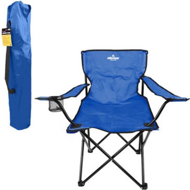 Milestone Folding Leisure Chair With Cup Holder - Blue