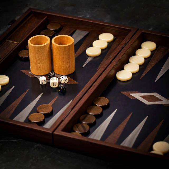 Manopoulos Inlaid Oak and Wenge Backgammon Set - Tournament - add a Personalised Brass Plaque - Oak Wood