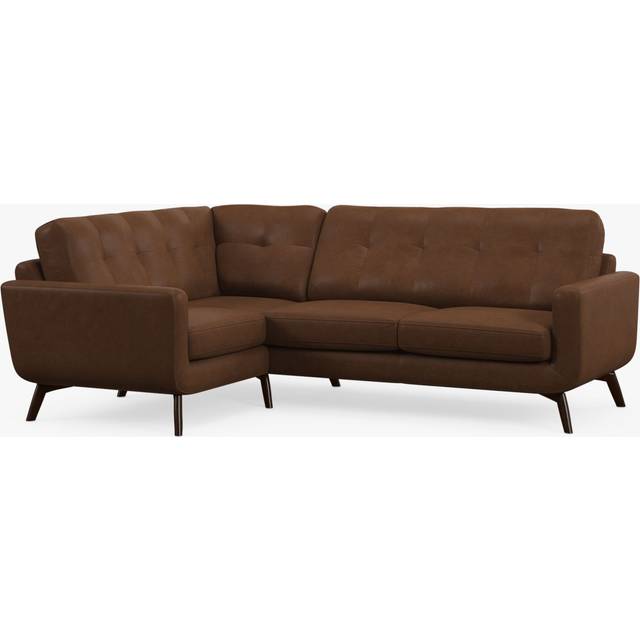John Lewis Barbican LHF Chaise Leather Corner Sofa, Dark Leg