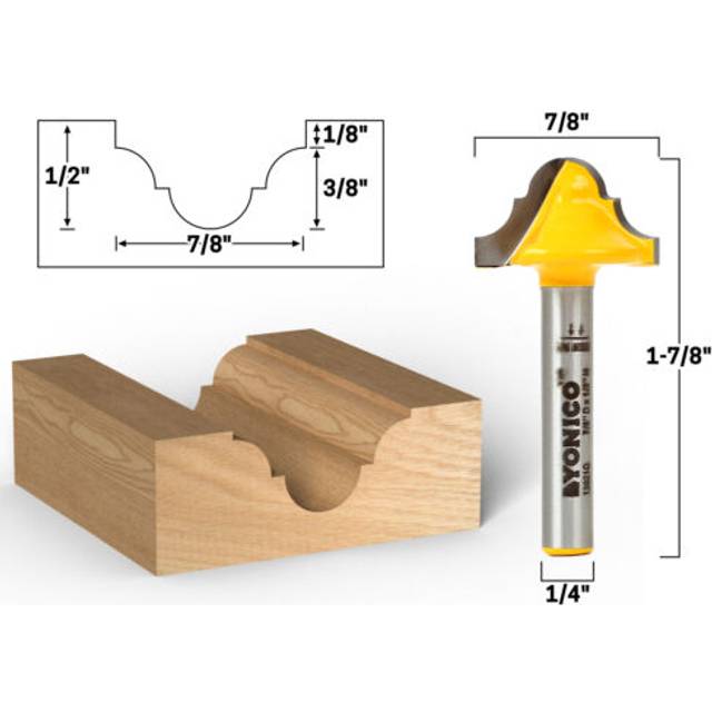 YONICO Groove Double Roman Ogee Router Bit 3/16-Inch Radius 1/4-Inch Shank 13021q