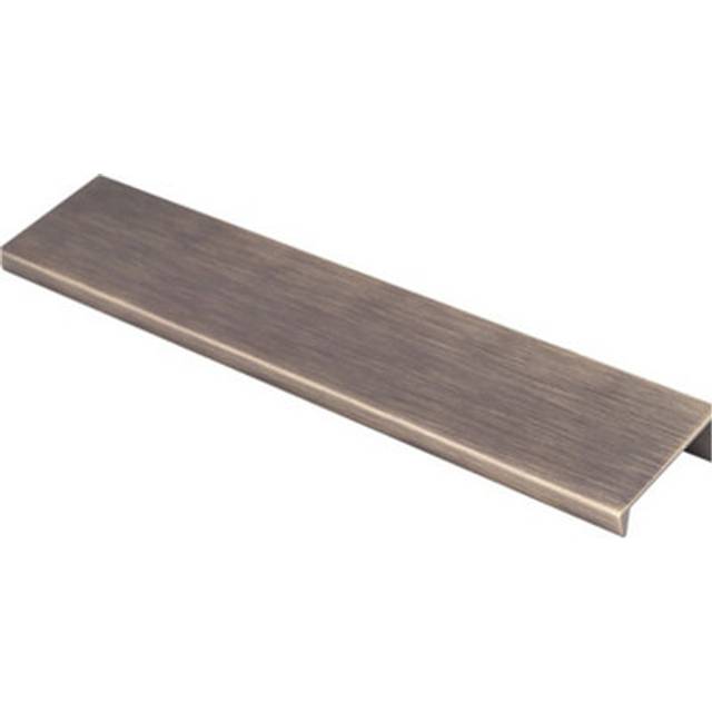 Square edge finger pull handle - antique brass 200mm - slim cupboard drawer