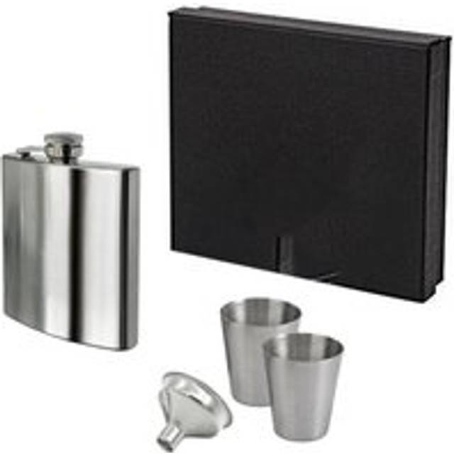 Stainless Steel 8oz Hip Flask with Gift Box, Funnel and 2 Stainless Steel Shot Cups - Silver - One Size