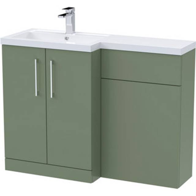 Level Furniture Combination Vanity Basin and WC Unit Left Hand - 1100mm x 390mm - Satin Green - Balterley