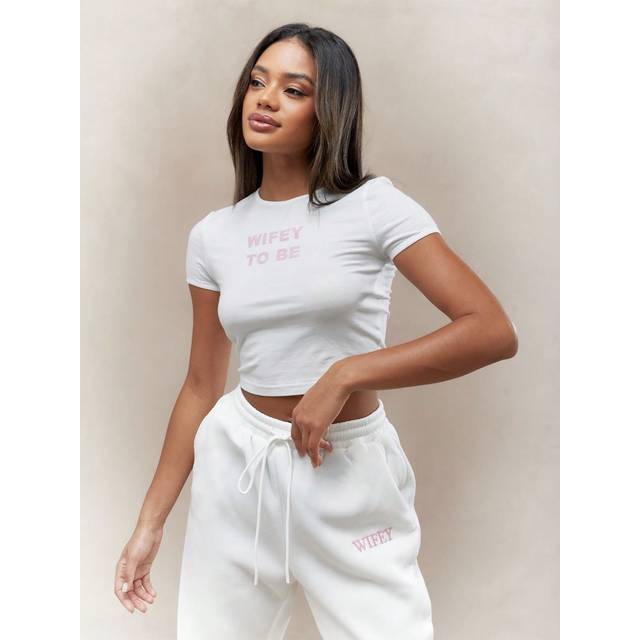 MISSGUIDED &#34;WIFEY TO BE&#34; Printed Front Crop Baby T-Shirt