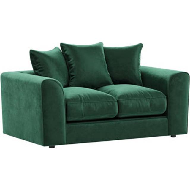 Brooklyn Plush Velvet Fibre Fabric 2 Seater Sofa Scatter Back - Green - One Size