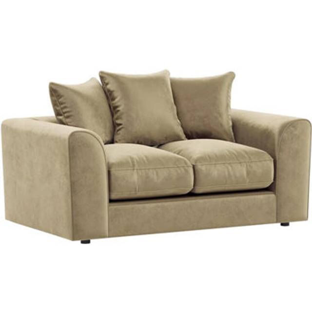 Brooklyn Plush Velvet Fibre Fabric 2 Seater Sofa Scatter Back - Beige - One Size