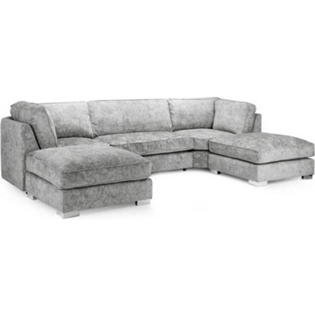 Bishop U-Shape Fabric 5 Seater Sofa Alaska Fabric Grey Full Back - One Size