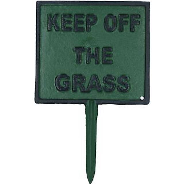 Keep off grass sign cast iron sign plaque spike stake garden park lawn yard
