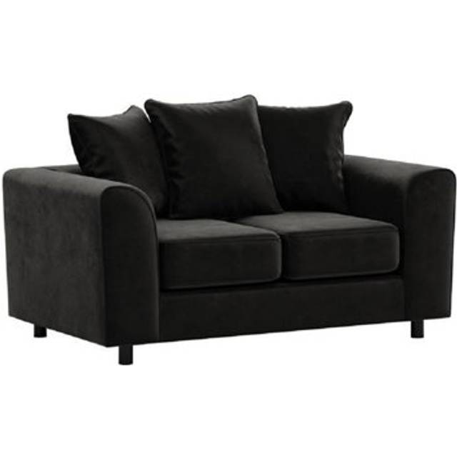 Brooklyn Plush Velvet Foam Fabric 2 Seater Sofa Scatter Back - Black - One Size