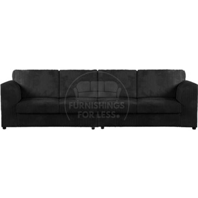 Luxor Long Fabric Jumbo Cord 4 Seater Sofa - Scatter Back - Black - One Size