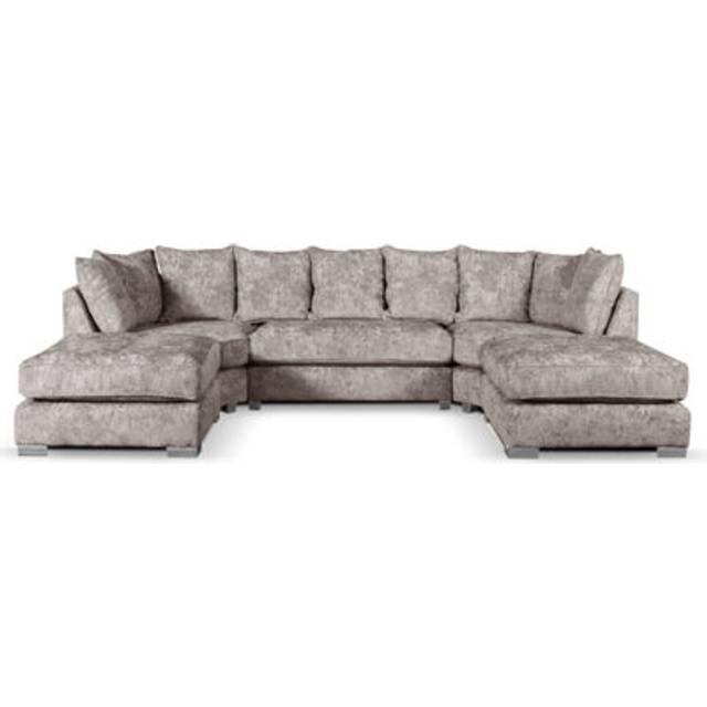 Bishop U-Shape Fabric 5 Seater Sofa Alaska Fabric Truffle Scatter Back - Beige - One Size