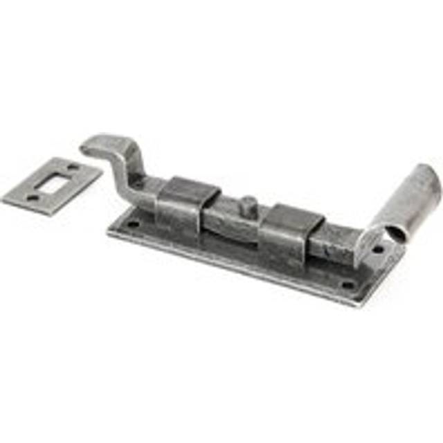 Fishtail Cranked Door Bolt - Pewter Patina