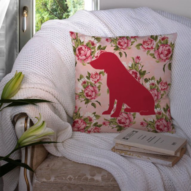 Caroline's Treasures BB1070-RS-PK-PW1414 Boykin Spaniel Shabby Chic Pink Roses Pillow  14 x 14  Multicolor