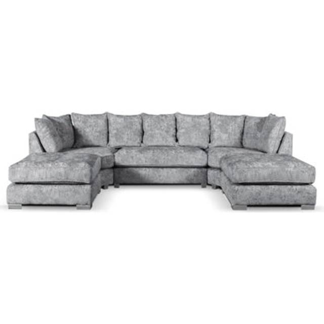 Bishop U-Shape Fabric 5 Seater Sofa Alaska Fabric Grey Scatter Back - One Size