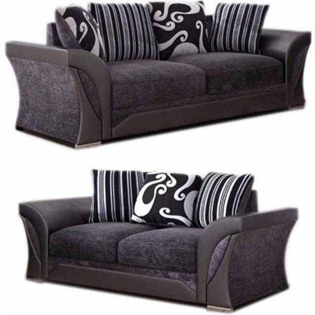 Portland Lisbon 5 Seater Black and Grey Sofa Suite