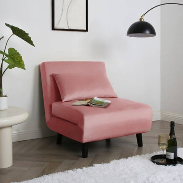 Home Garden Direct Aurora - Single Bed Chair Sofa In Pink Velvet - 1 Seater, Pink