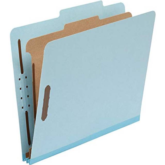 "Amazon Basics Classification Folder- 100% Recycled  1 Divider  2"""""""" Embedded  10 Count per Box  12.20 x 10.61 Inch (Letter)  Light Blue"