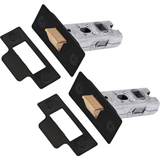2 Pack 65mm Matt Black Tubular Latch, Fire Rated Mortice Interior Door Catch, Door Latch for use with Lever Door Handles and Mortice Knobs on Internal