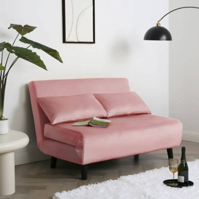 Home Garden Direct Aurora - Small Double Sofa Bed In Pink Velvet - 2 Seater, Pink