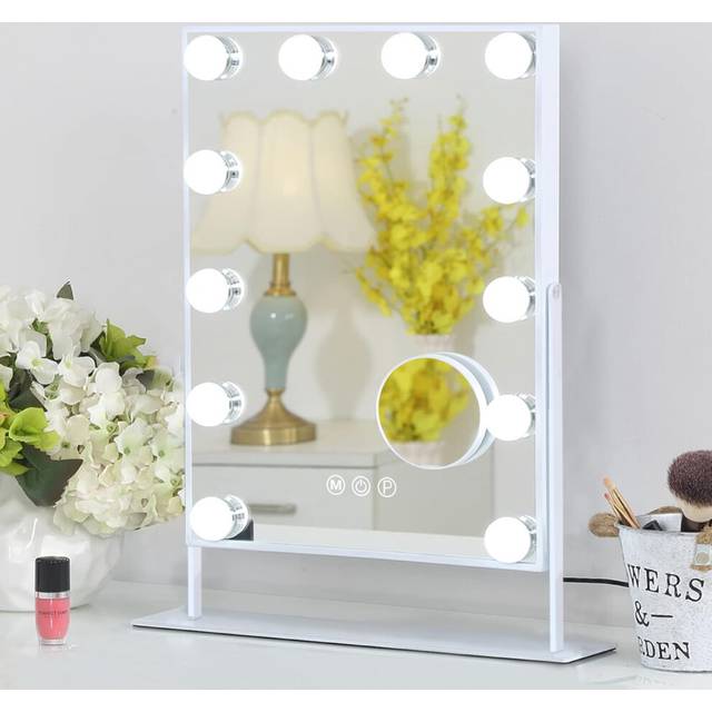 Vanity Mirror with Lights Makeup Mirror with Lights 12 LED Bulbs Lighted Hollywood Mirror Light up Vanity Mirror 360 Rotation 3 Color Lighting Modes