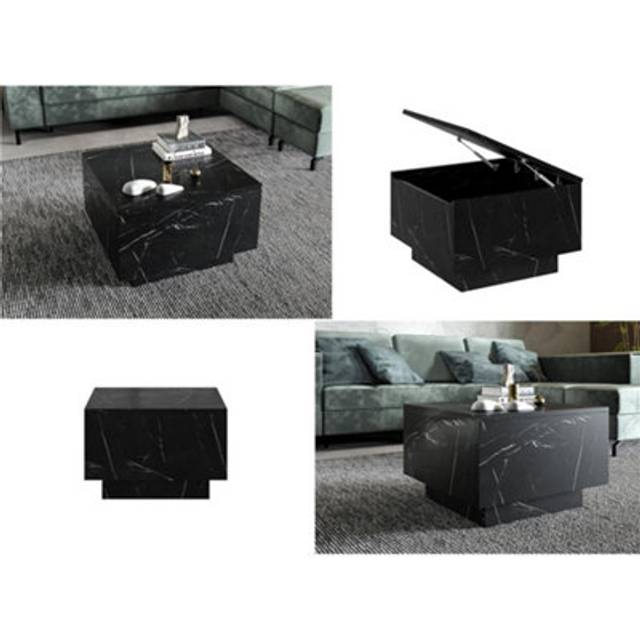 Black marble coffee table black marble effect lift up storage lamp table moon