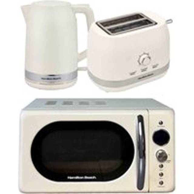Hamilton Beach Kettle, Toaster & Microwave Bundle, Cream