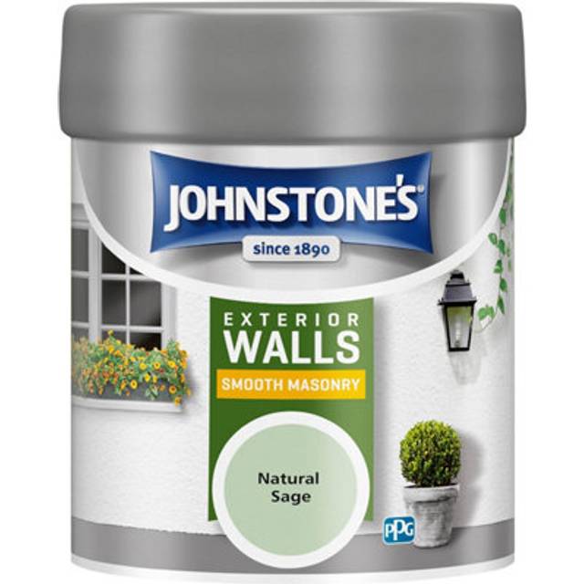 Johnstone's, Exterior Smooth Masonry Paint - Tester Pot, Natural Sage, Up to 15 Years Protection, Weather & Dirt Resistant, 12m2 Coverage Per Litre,