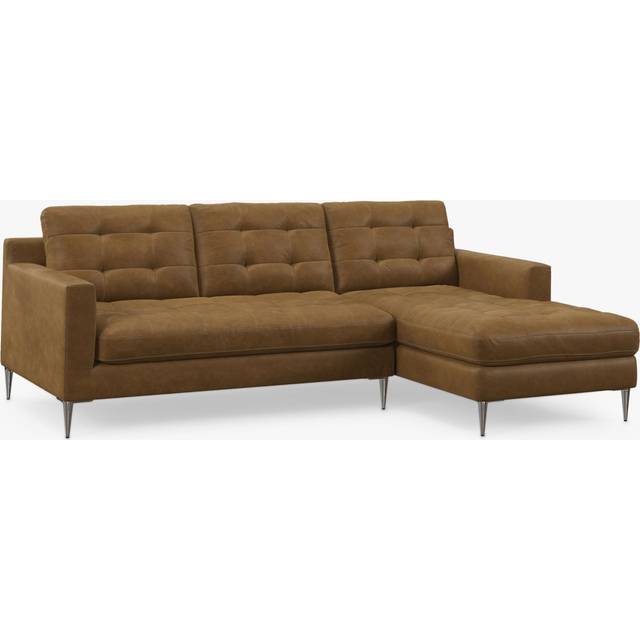 John Lewis Draper II RHF Chaise Leather Sofa, Metal Leg