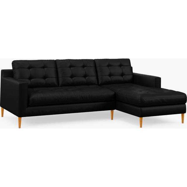 John Lewis Draper II RHF Chaise Leather Sofa, Light Leg