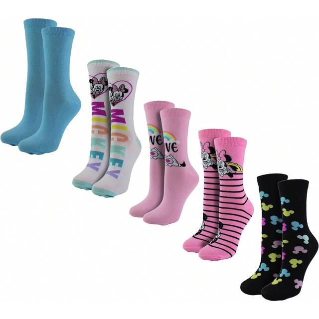 Disney Ladies 5 Pairs Minnie Mouse Socks | Cute Novelty Disney Mickey Mouse Socks (Minnie&Mickey)