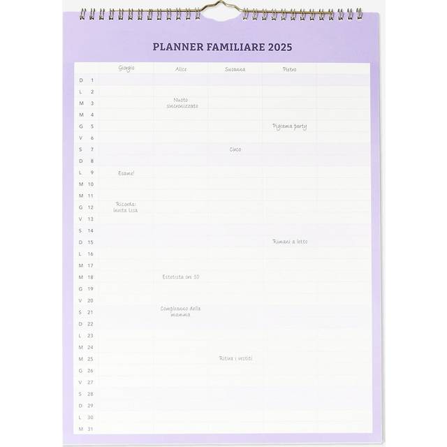 Purple Family Wall Planner - Italian