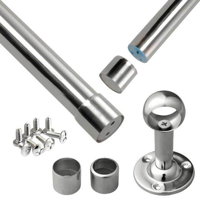House of Home Stainless Steel Extendable Wardrobe Rail Double Pass Hanging Base 85-153cm - Silver