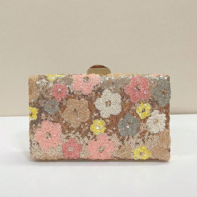 SHEIN Multi-Colored Flower Crossbody Clutch Stylish Purse For Women, Fashion Retro Chain Evening Bag, Mini Box Bag For Party Girls, Bride, College Students,