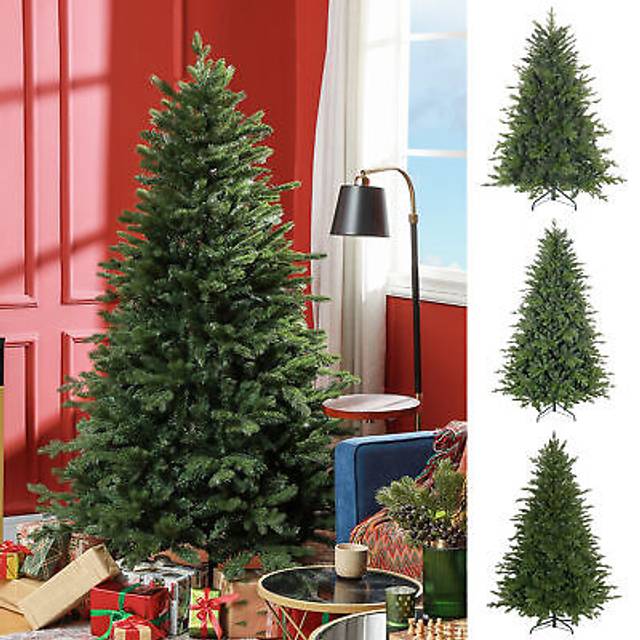 Homcom 6ft Artificial Christmas Tree With 1821 Tips, Metal Base, Realistic Hinged Xmas Tree For Home Office, Green