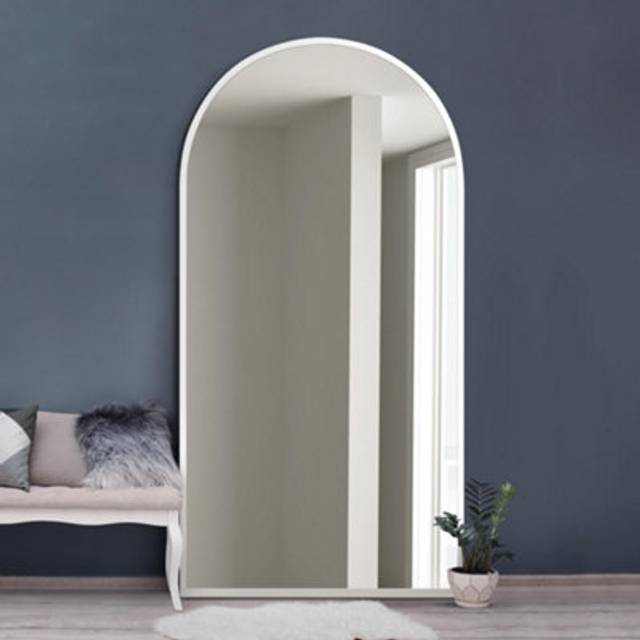 White Framed Arched Leaner/Wall Mirror 71" X 35" (180CM X 90CM) - 1 Pack