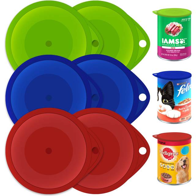 6 plastic can lids tin covers pet dog cat food reusable caps tops fresh storage