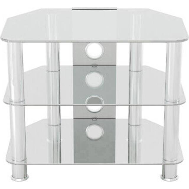 AVF Classic 2 Shelf Clear and Chrome Glass Corner TV Unit with Cable Management