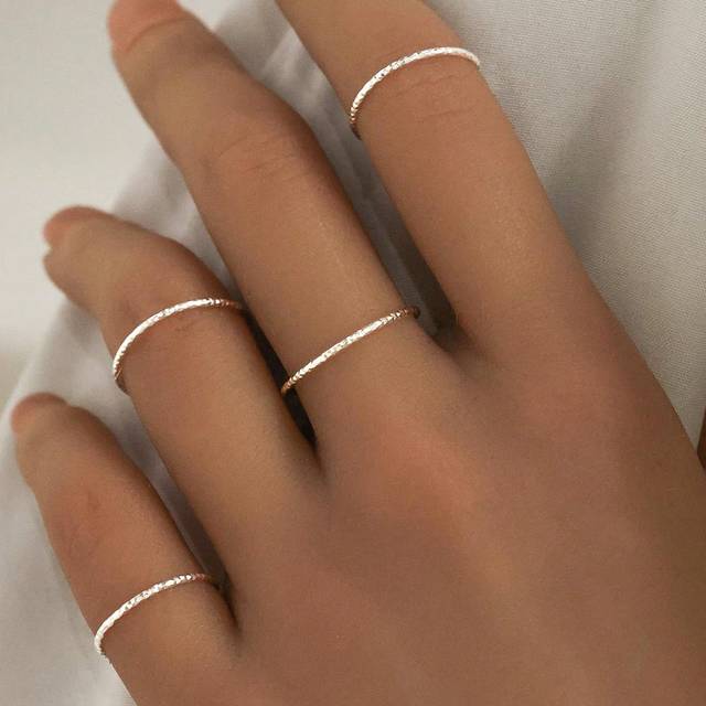 SHEIN Minimalist & Fashionable Ins Style 1.2mm 925 Sterling Silver Rings | Dainty Cute Stacking Stackable Thumb Pinky Band Ring | Comfort Fit Size 5 To 9 1P