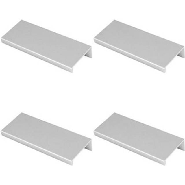 4 pack square edge finger pull handle polished chrome 100mm slim cupboard drawer
