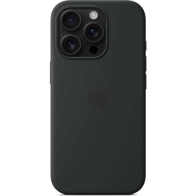 Official apple silicone magsafe rear case cover for iphone 16 - black