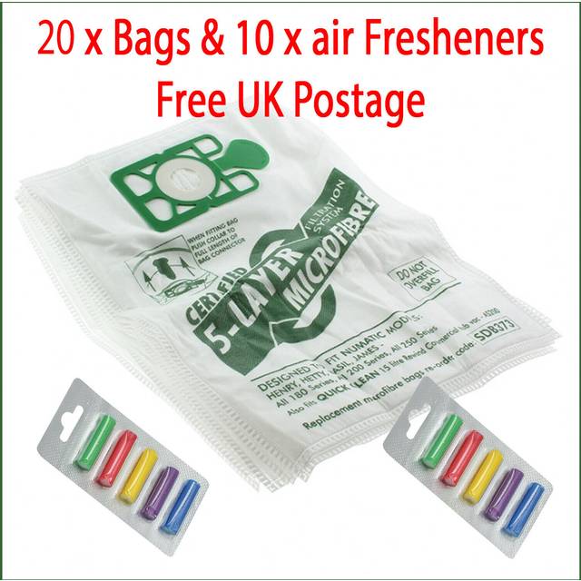 20 bags for numatic henry hetty james vacuum cleaner hoover bags 10 x fresheners