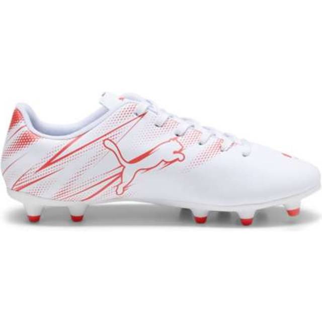 PUMA Kids Attacanto Firm  Artificial Ground Soccer Cleats Sneaker  White-Fire Orchid  12 US Unisex Toddler