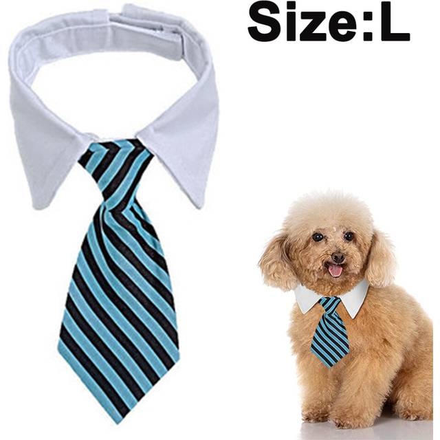 1 Pieces Adjustable Pets Dog Cat Bow Tie Pet Costume Necktie Collar-Blue Blackl